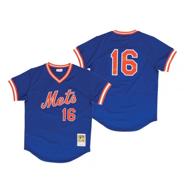 Men's New York Mets Dwight Gooden Blue 1986 Authentic BP Mesh Jersey