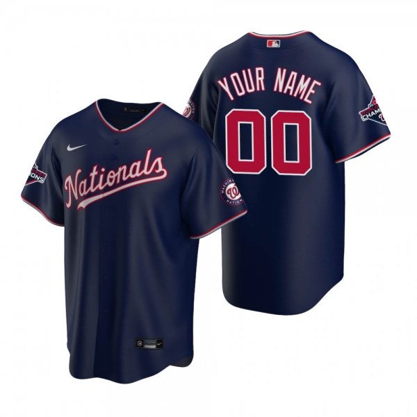 Men's Washington Nationals Custom Nike Navy 2019 World Series Champions Replica Jersey