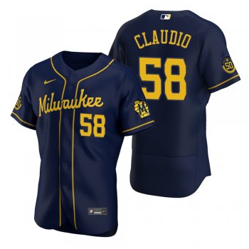 Men's Milwaukee Brewers Alex Claudio Nike Navy Authentic 2020 Alternate Jersey