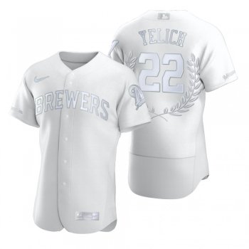 Men's Christian Yelich Milwaukee Brewers White Award Collection NL MVP Jersey