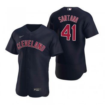 Men's Cleveland Indians Carlos Santana Nike Navy Authentic 2020 Alternate Jersey