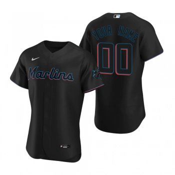 Men's Miami Marlins Custom Nike Black Authentic 2020 Alternate Jersey