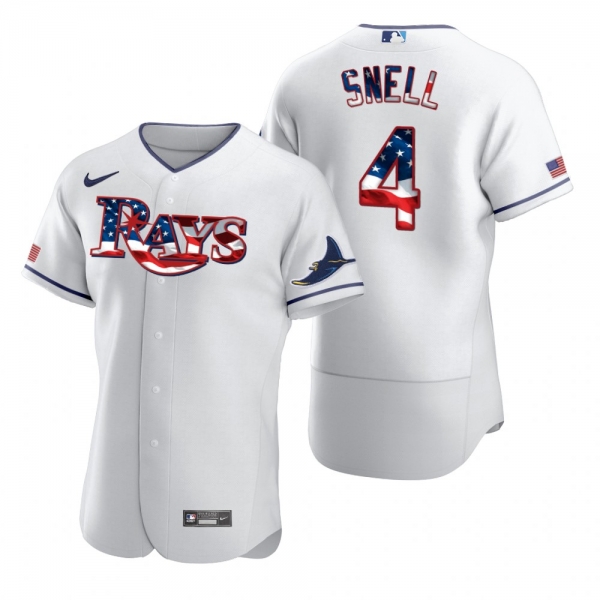 Men's Blake Snell Tampa Bay Rays White 2020 Stars & Stripes 4th of July Jersey