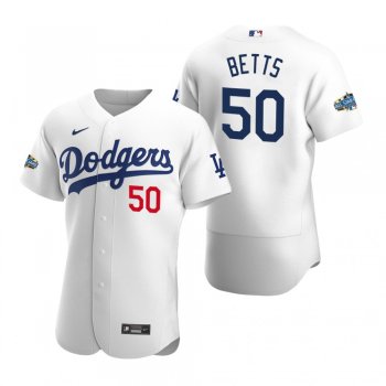 Men's Los Angeles Dodgers Mookie Betts 2020 Home Patch White Authentic Jersey