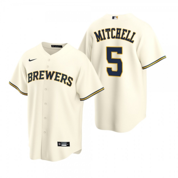 Men's Milwaukee Brewers Garrett Mitchell Cream 2020 MLB Draft Replica Home Jersey