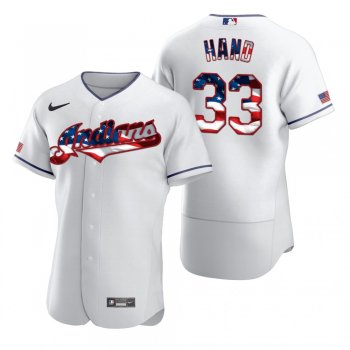 Men's Brad Hand Cleveland Indians White 2020 Stars & Stripes 4th of July Jersey