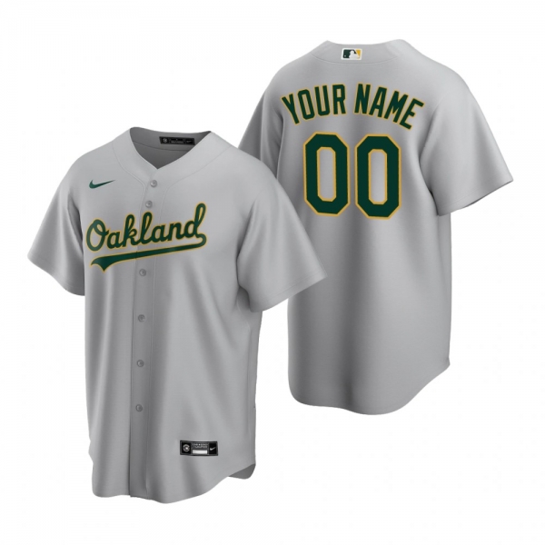 Men's Oakland Athletics Custom Nike Gray Replica Road Jersey