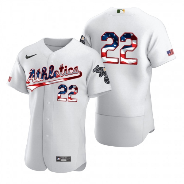 Men's Ramon Laureano Oakland Athletics White 2020 Stars & Stripes 4th of July Jersey