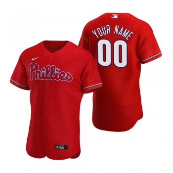 Men's Philadelphia Phillies Custom Nike Red Authentic 2020 Alternate Jersey