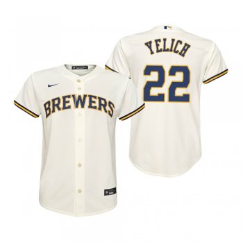 Youth Milwaukee Brewers Christian Yelich Nike Cream Replica Home Jersey