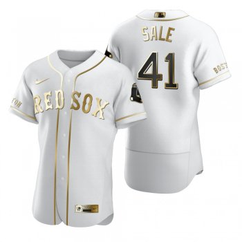 Men's Boston Red Sox Chris Sale Nike White Authentic Golden Edition Jersey