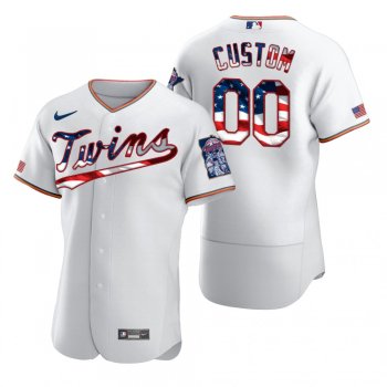 Custom Minnesota Twins White 2020 Stars & Stripes 4th of July Jersey