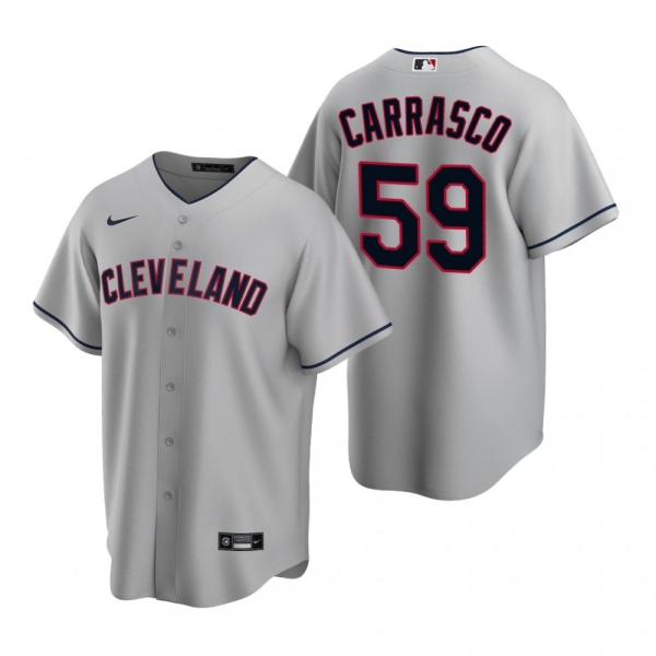 Men's Cleveland Indians Carlos Carrasco Nike Gray 2020 Replica Road Jersey