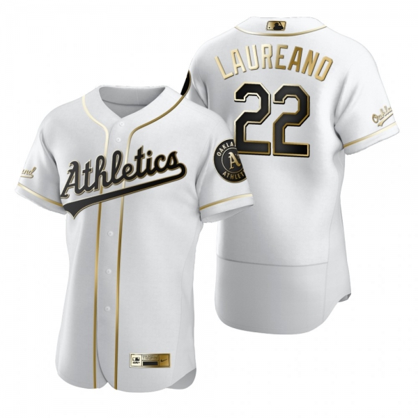 Men's Oakland Athletics Ramon Laureano Nike White Authentic Golden Edition Jersey