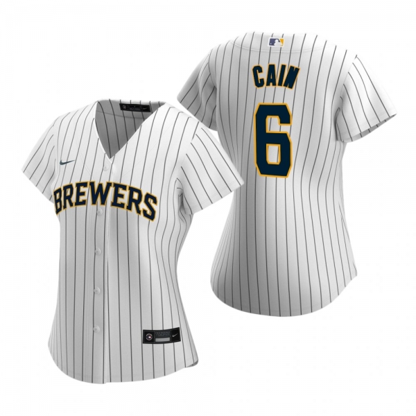 Women's Milwaukee Brewers Lorenzo Cain Nike White 2020 Replica Alternate Jersey