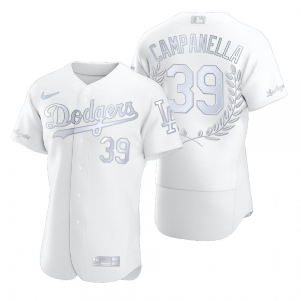 Men's Roy Campanella Los Angeles Dodgers White Awards Collection Retirement Jersey