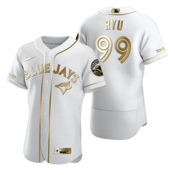 Men's Toronto Blue Jays Hyun-Jin Ryu Nike White Authentic Golden Edition Jersey