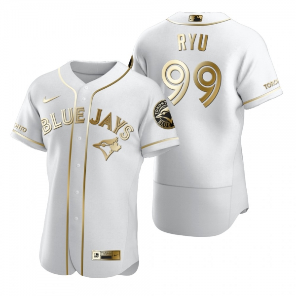 Men's Toronto Blue Jays Hyun-Jin Ryu Nike White Authentic Golden Edition Jersey