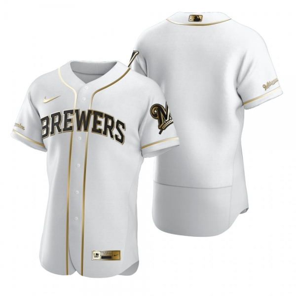 Men's Milwaukee Brewers Nike White Authentic Golden Edition Jersey