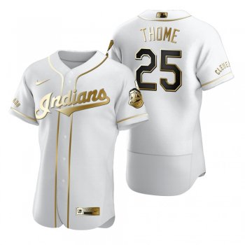 Men's Cleveland Indians Jim Thome Nike White Authentic Golden Edition Jersey