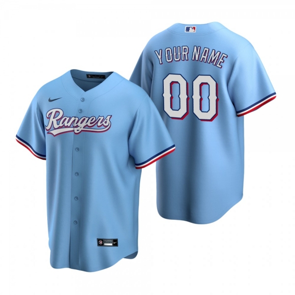 Texas Rangers Custom Nike Light Blue Replica Alternate Jersey