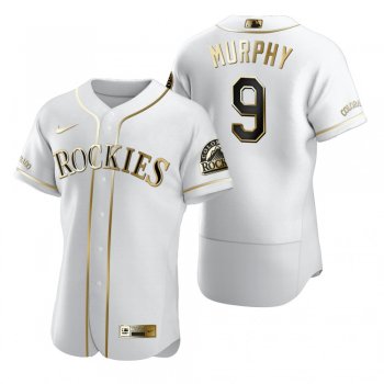 Men's Colorado Rockies Daniel Murphy Nike White Authentic Golden Edition Jersey