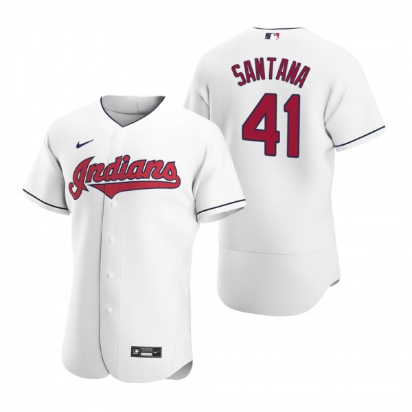 Men's Cleveland Indians Carlos Santana Nike White Authentic 2020 Home Jersey