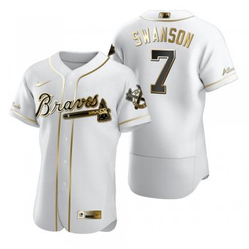 Men's Atlanta Braves Dansby Swanson Nike White Authentic Golden Edition Jersey