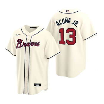 Men's Atlanta Braves Ronald Acuna Jr. Nike Cream 2020 Replica Alternate Jersey