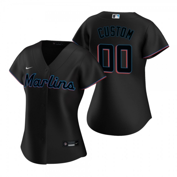 Women's Miami Marlins Custom Nike Black Replica 2020 Alternate Jersey