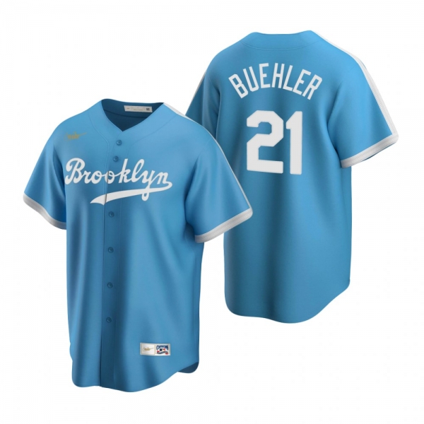 Men's Los Angeles Dodgers Walker Buehler Nike Light Blue Cooperstown Collection Alternate Jersey