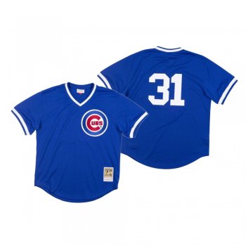 Men's Chicago Cubs Greg Maddux Blue 1987 Authentic BP Mesh Jersey