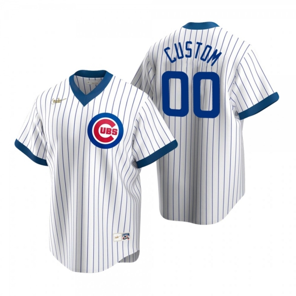 Men's Chicago Cubs Custom Nike White Cooperstown Collection Home Jersey