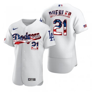 Men's Walker Buehler Los Angeles Dodgers White 2020 Stars & Stripes 4th of July Jersey