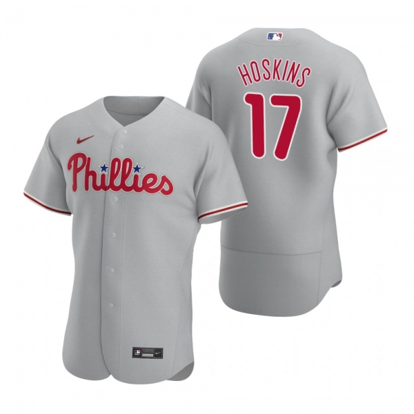 Men's Philadelphia Phillies Rhys Hoskins Nike Gray Authentic 2020 Road Jersey