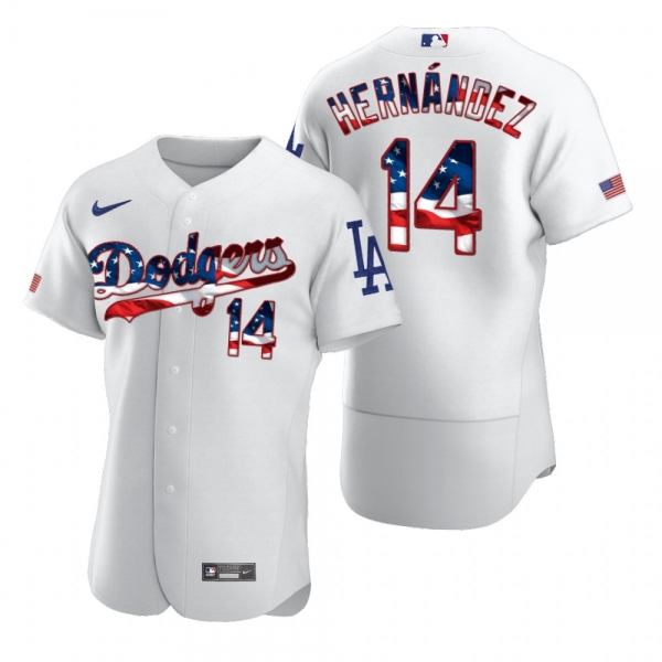 Men's Enrique Hernandez Los Angeles Dodgers White 2020 Stars & Stripes 4th of July Jersey