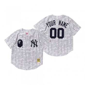 New York Yankees Custom White BAPE x Mitchell & Ness Jersey