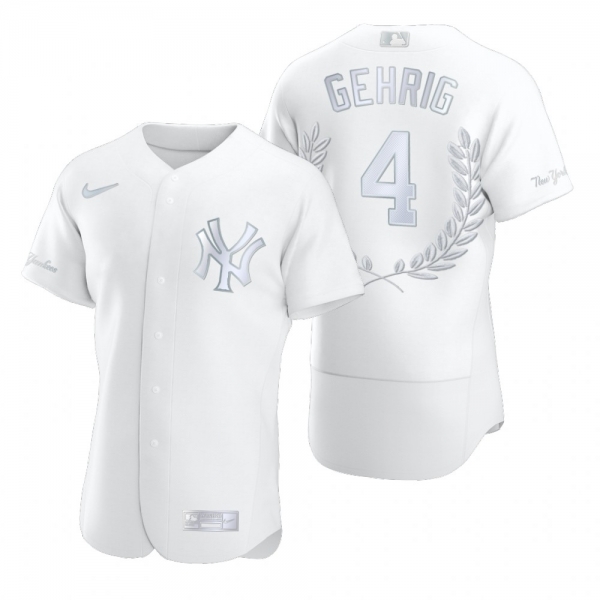 Men's Lou Gehrig New York Yankees White Award Collection Retired Jersey