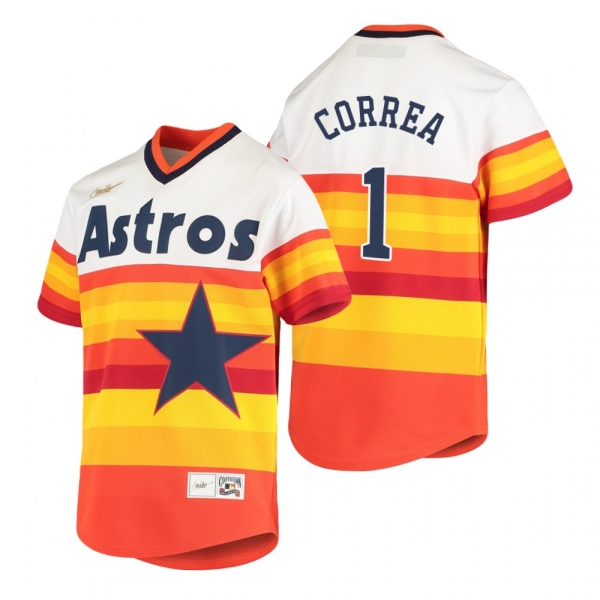 Youth Houston Astros Carlos Correa Nike White Orange Cooperstown Collection Home Jersey