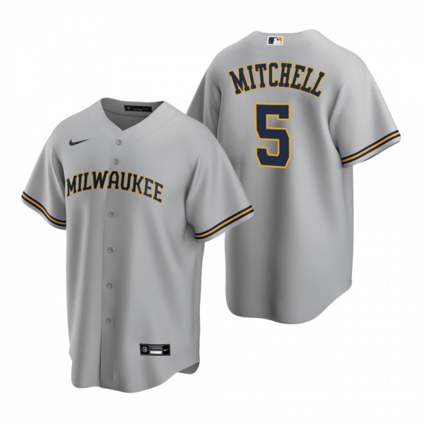 Men's Milwaukee Brewers Garrett Mitchell Gray 2020 MLB Draft Replica Road Jersey