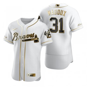 Men's Atlanta Braves Greg Maddux Nike White Authentic Golden Edition Jersey