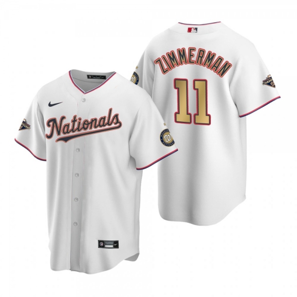 Men's Washington Nationals Ryan Zimmerman Nike White 2020 Gold Program Replica Jersey