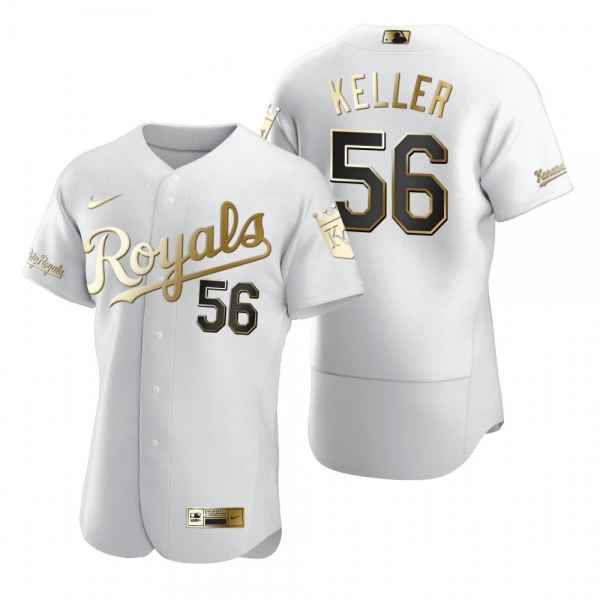 Men's Kansas City Royals Brad Keller Nike White Authentic Golden Edition Jersey