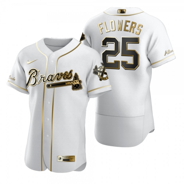 Men's Atlanta Braves Tyler Flowers Nike White Authentic Golden Edition Jersey