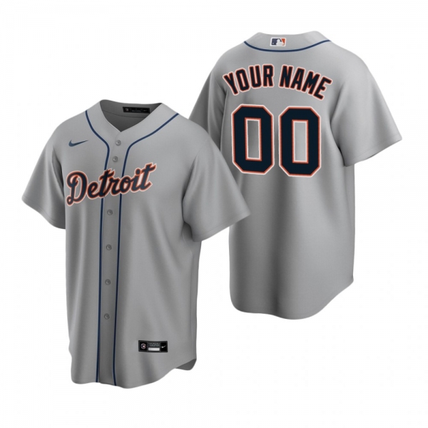 Men's Detroit Tigers Custom Nike Gray Replica Road Jersey