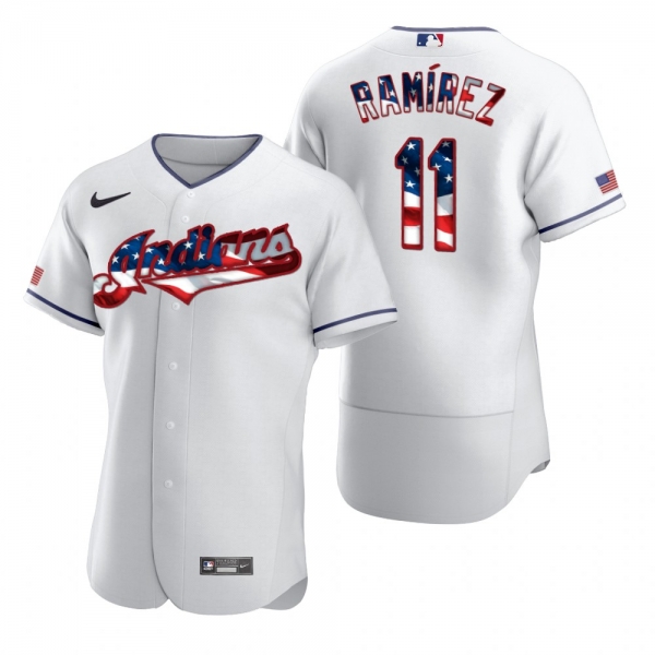 Men's Jose Ramirez Cleveland Indians White 2020 Stars & Stripes 4th of July Jersey