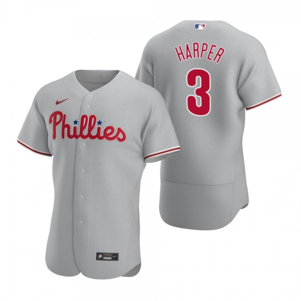 Men's Philadelphia Phillies Bryce Harper Nike Gray Authentic 2020 Road Jersey