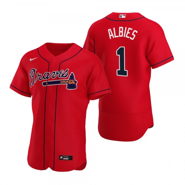 Men's Atlanta Braves Ozzie Albies Nike Red Authentic 2020 Alternate Jersey