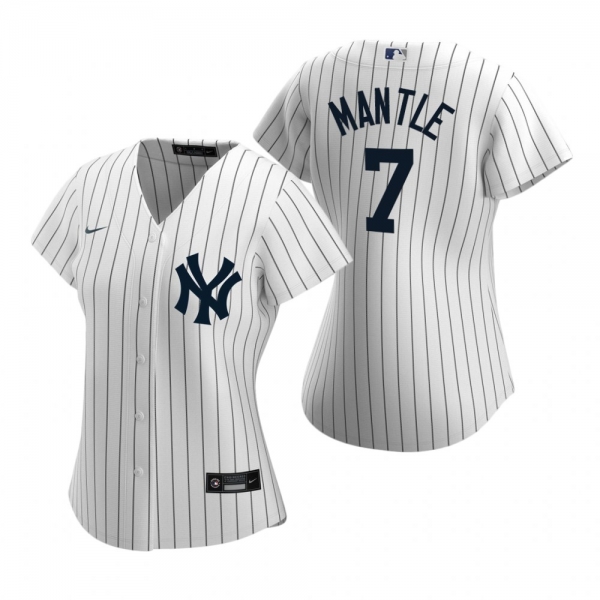 Women's New York Yankees Mickey Mantle Nike White 2020 Replica Home Jersey