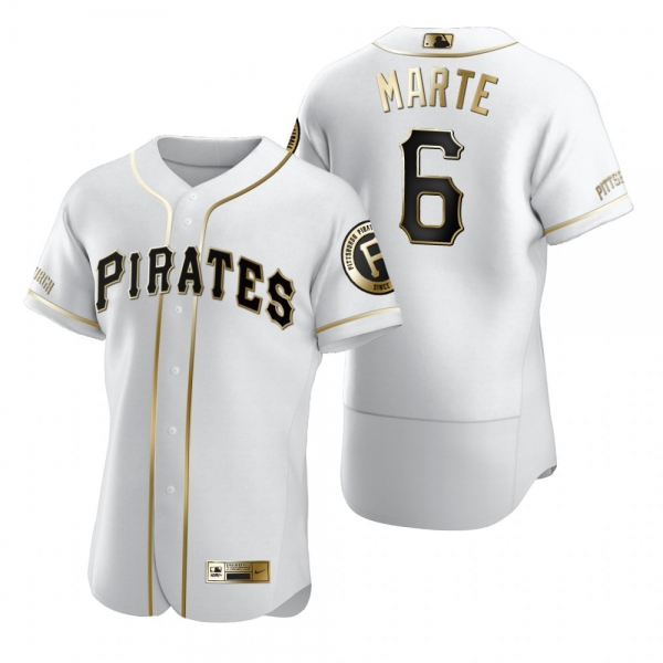 Men's Pittsburgh Pirates Starling Marte Nike White Authentic Golden Edition Jersey